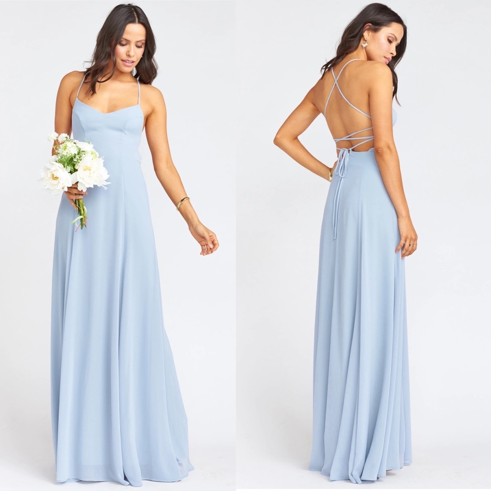 Godshaw Goddess Gown - Steel Blue Chiffon